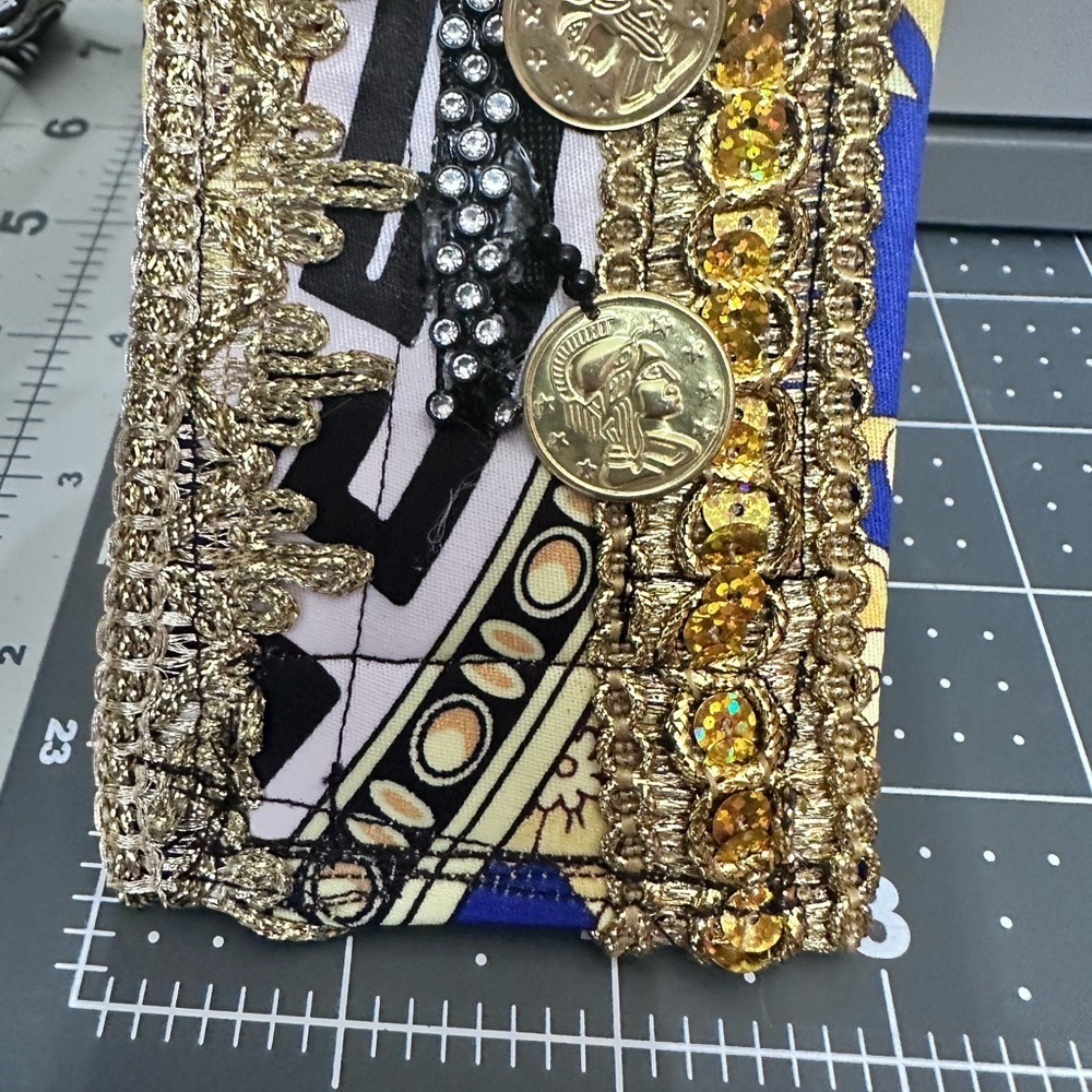 RUBYRUDI Cuff Bracelet Handcrafted OOAK Fabric Embellished Artisan Wearable Art - Picture 10 of 11